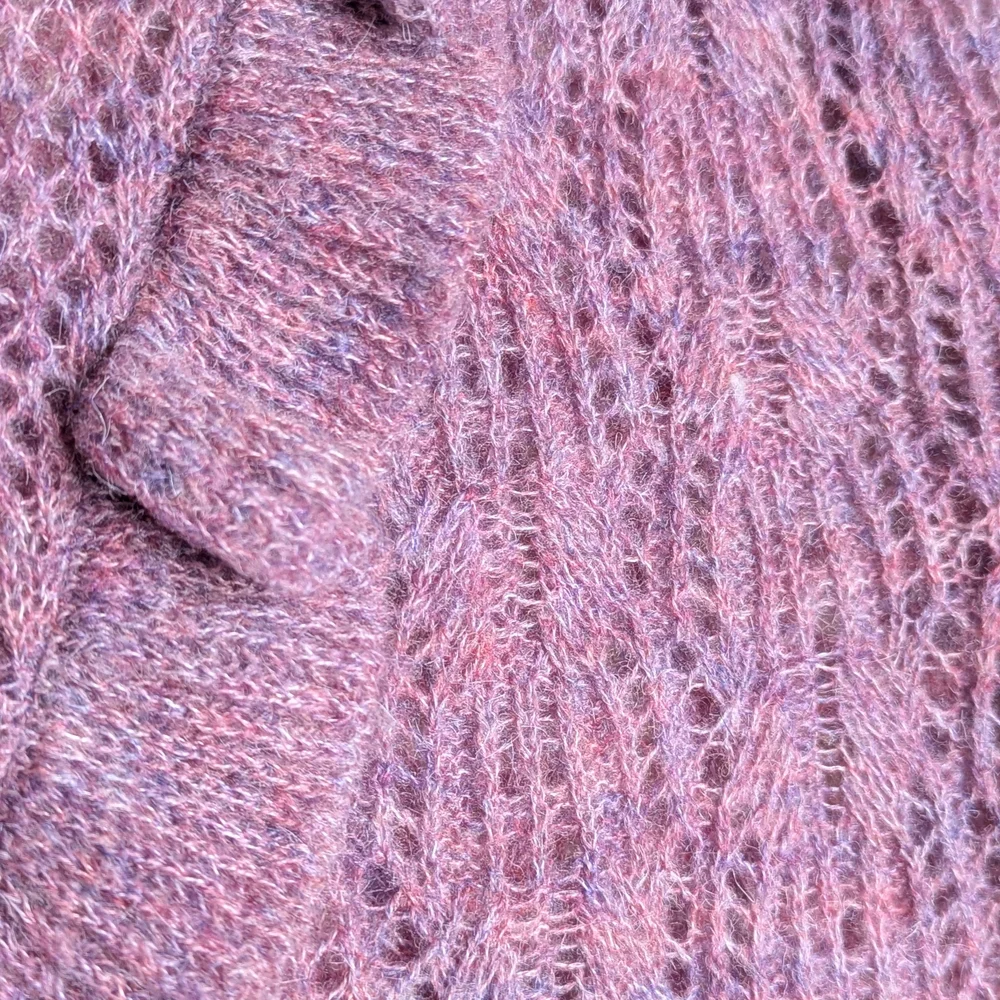 Bishop + Young Ruffle Lace Knit Sweater Purple Mock Neck M - Picture 5 of 9